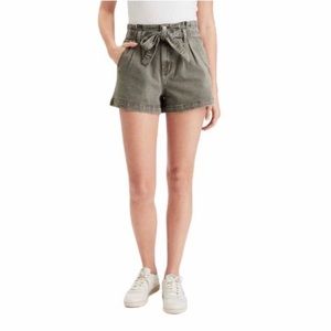 American Eagle Y2K Green Paper Bag Waist High Rise Mom Shorts Womens Sz 2 Grunge